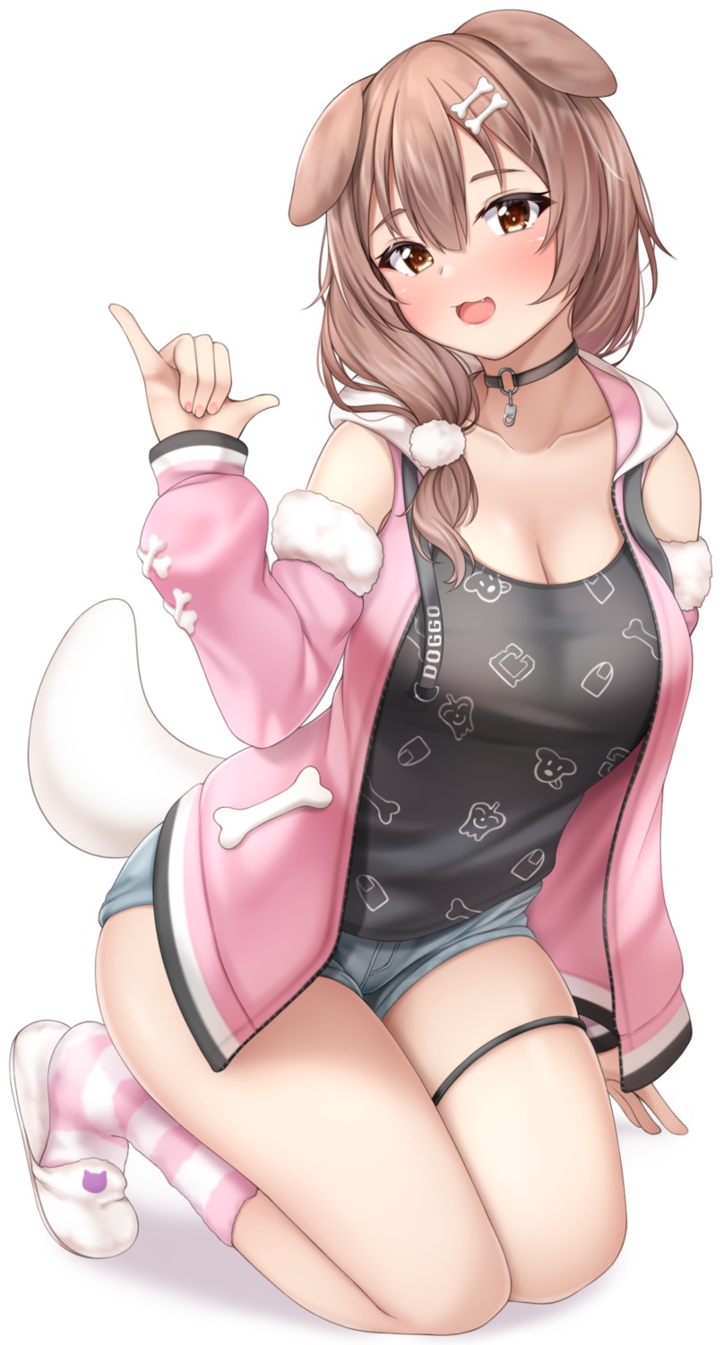 animal_ears cleavage garter hololive hololive_gamers inugami_korone inumimi lomocya tail