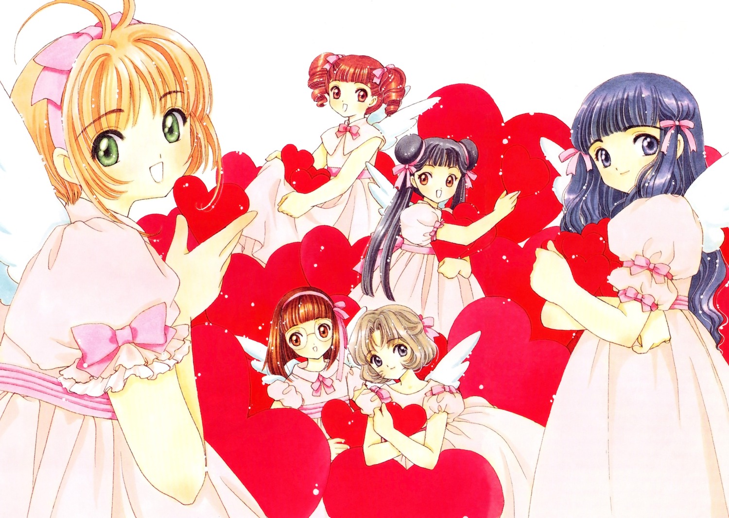 card_captor_sakura clamp daidouji_tomoyo dress fixed kinomoto_sakura li_meiling mihara_chiharu sasaki_rika wings yanagisawa_naoko