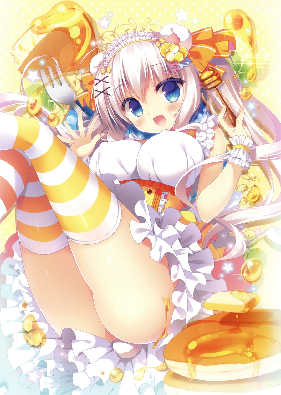 animal_ears cream erect_nipples maid momo_(sasai_saji) nopan sasai_saji tail thighhighs