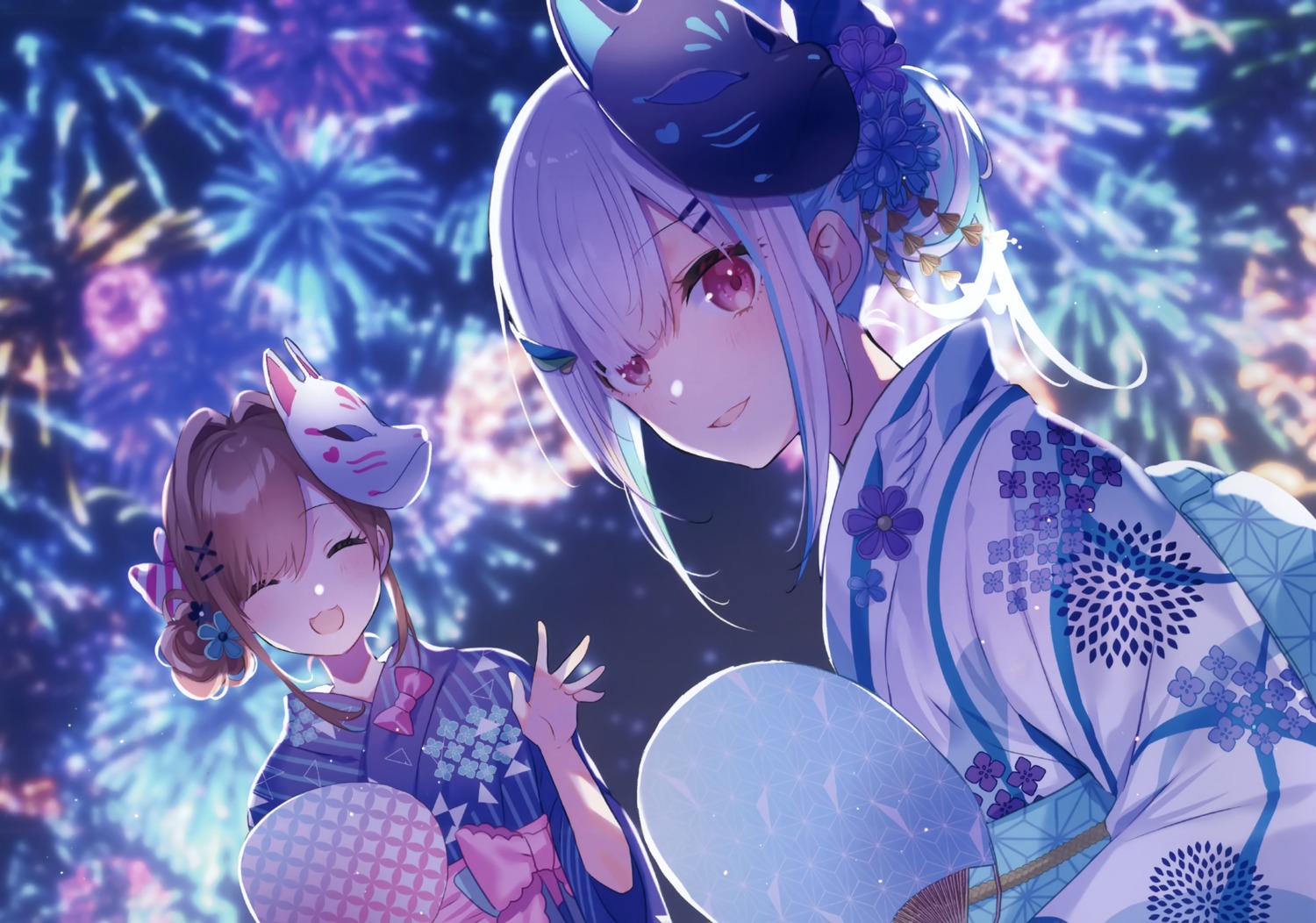 chroma_(saine) lize_helesta nijisanji saine suzuhara_ruru yukata