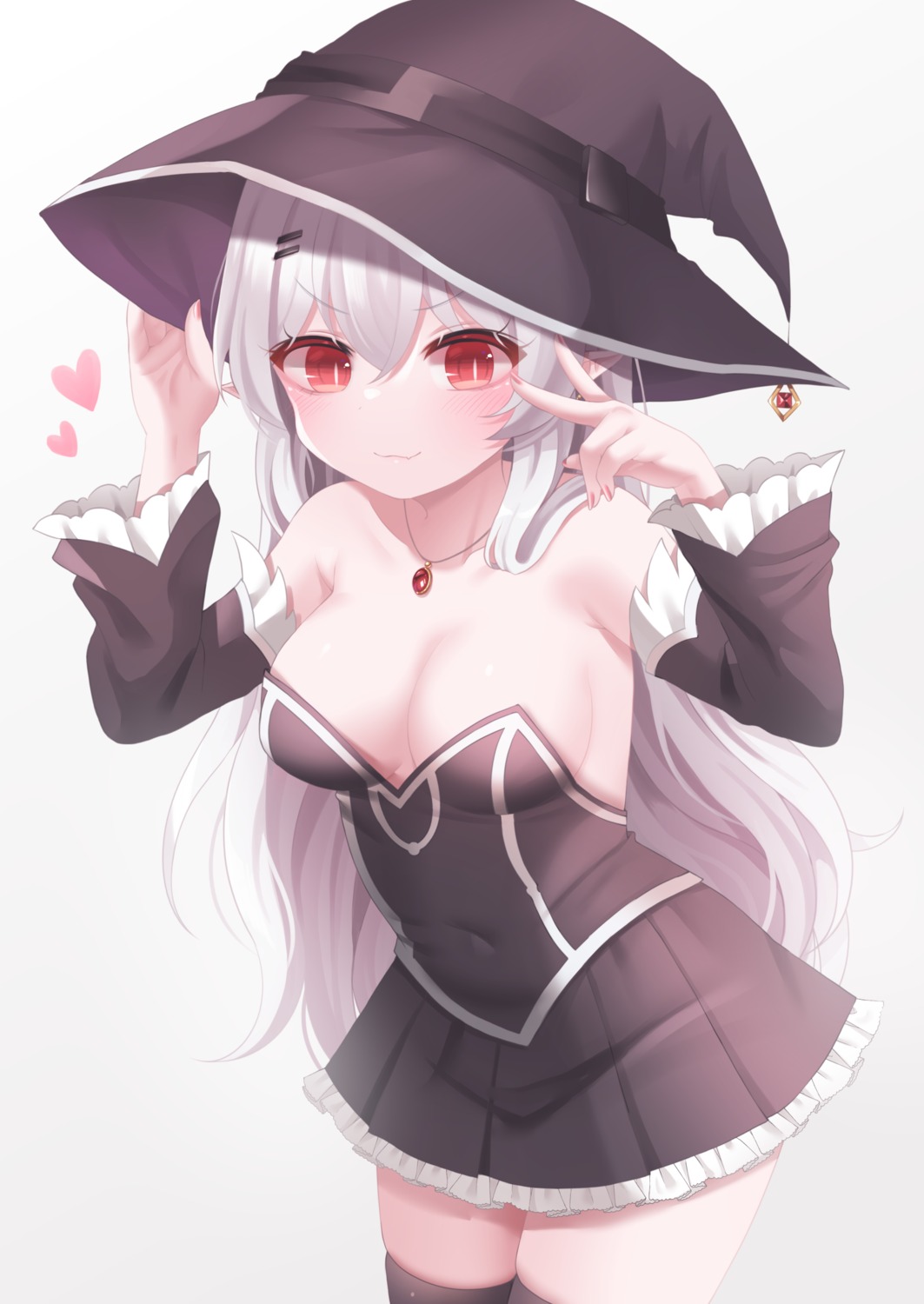 honyang no_bra pointy_ears thighhighs witch