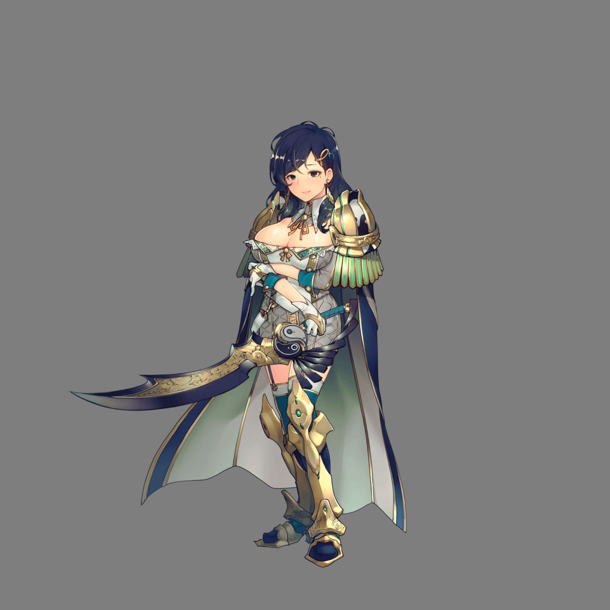 armor breast_hold cleavage heels hoshi_no_girls_odyssey stockings sword thighhighs transparent_png