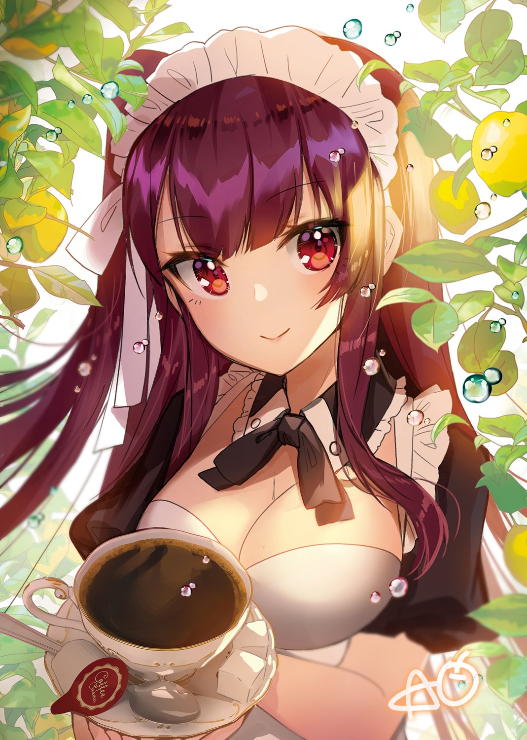 apple_caramel cleavage girls_frontline maid wa2000_(girls_frontline)