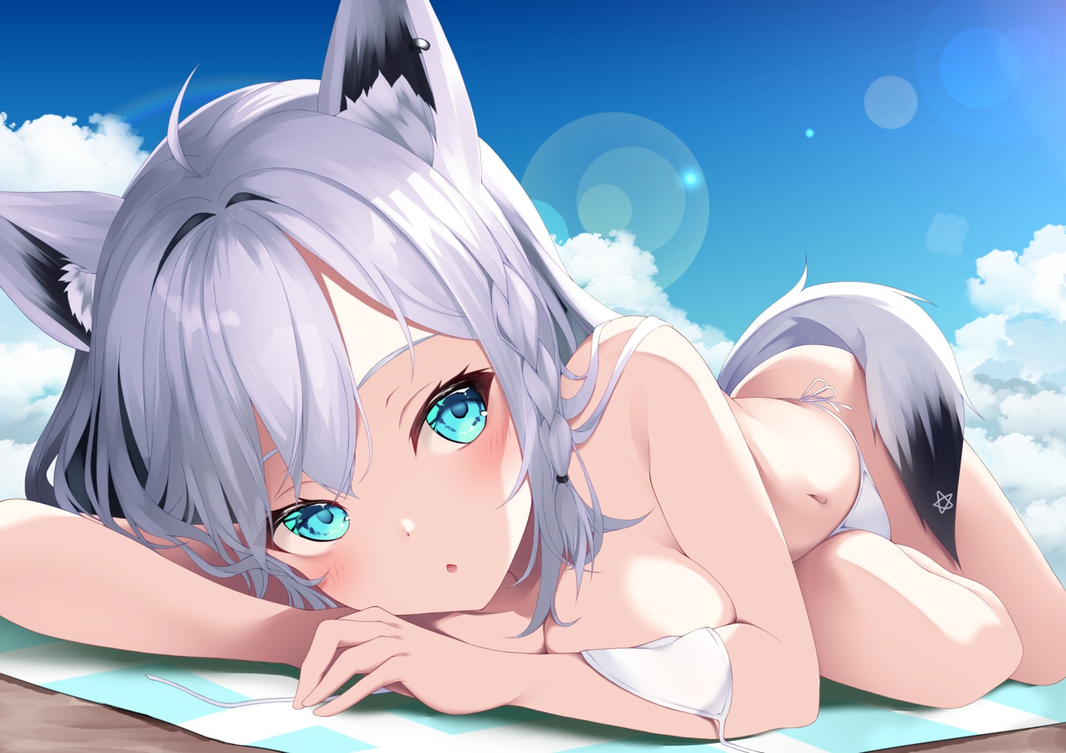 animal_ears bikini hololive hololive_gamers kitsune koko_sokodoko shirakami_fubuki swimsuits tail