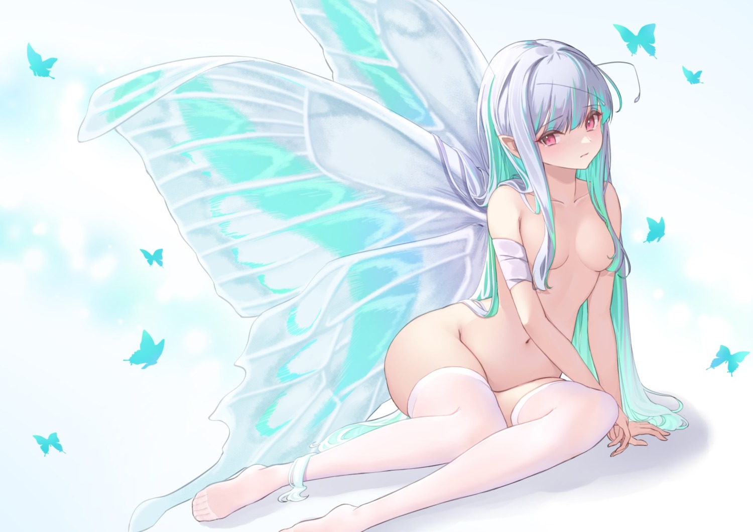 bandages naked thighhighs wings yuto_(yuto_illust_7)