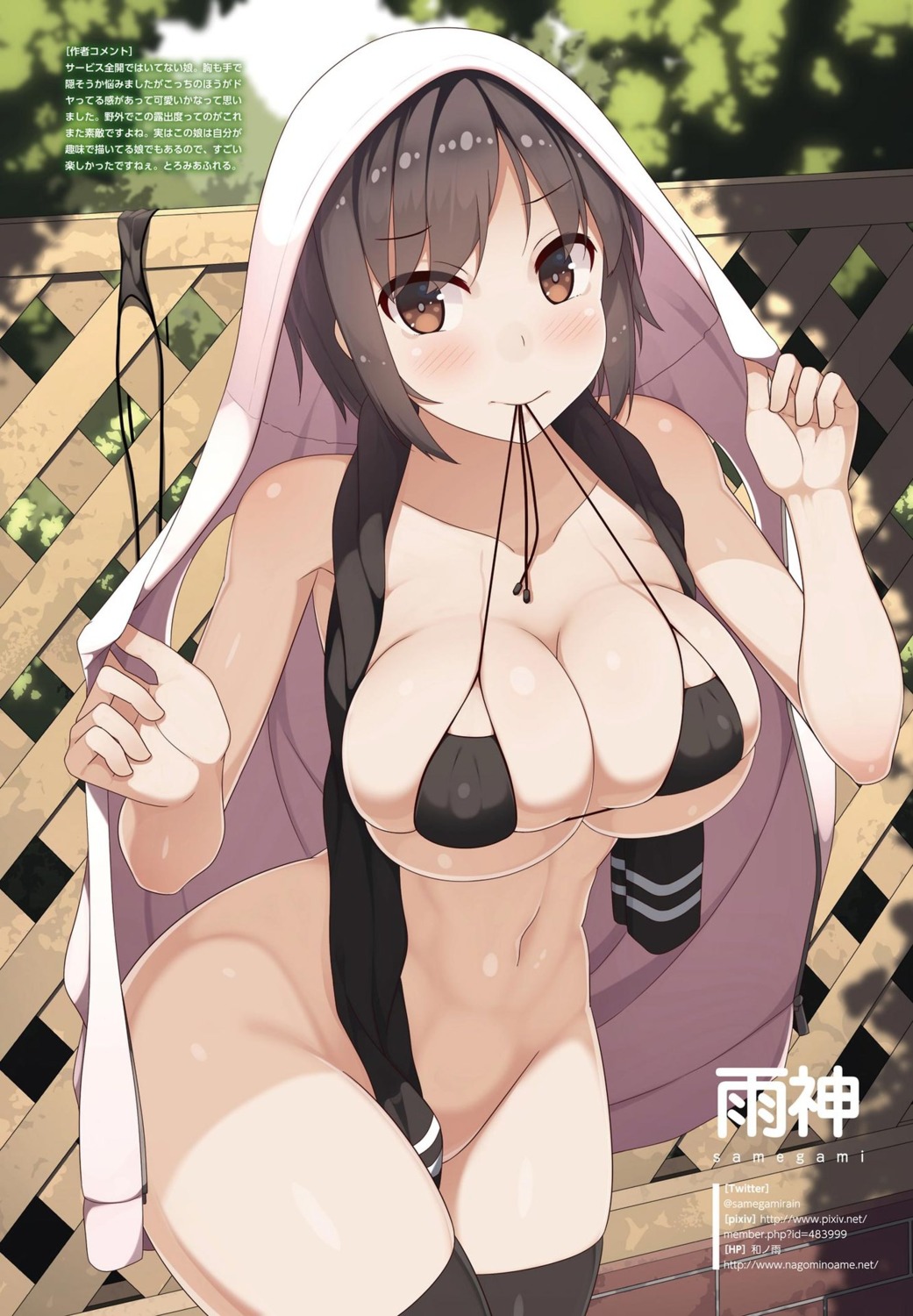 bikini_top bottomless digital_version erect_nipples samegami swimsuits thighhighs