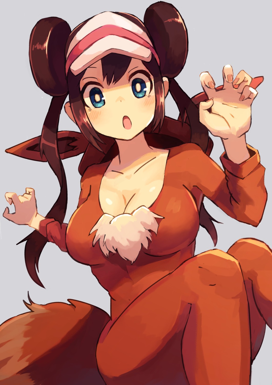 bodysuit cleavage cosplay katsu_(katsupainter) mei_(pokemon) pokemon pokemon_b2w2 tail