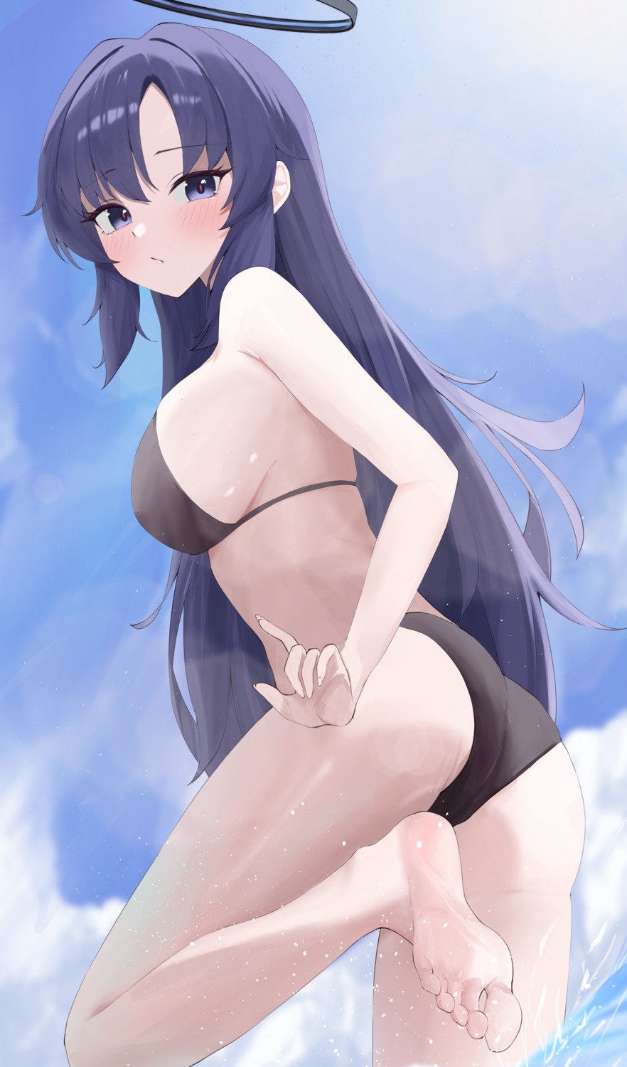 bikini blue_archive halo hayase_yuuka sei_(0724sei6) swimsuits wet