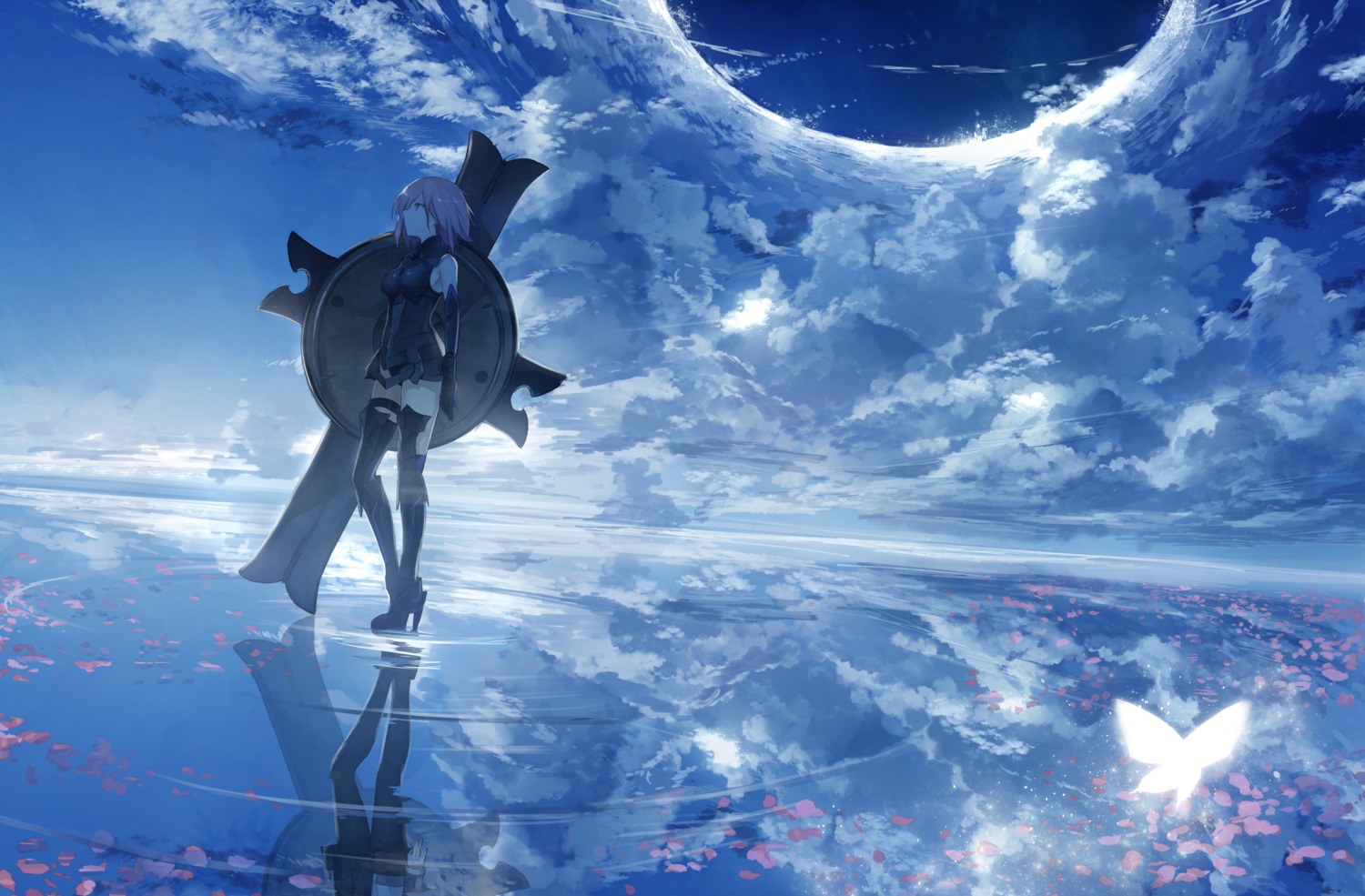 armor fate/grand_order heels landscape mash_kyrielight thighhighs thkani