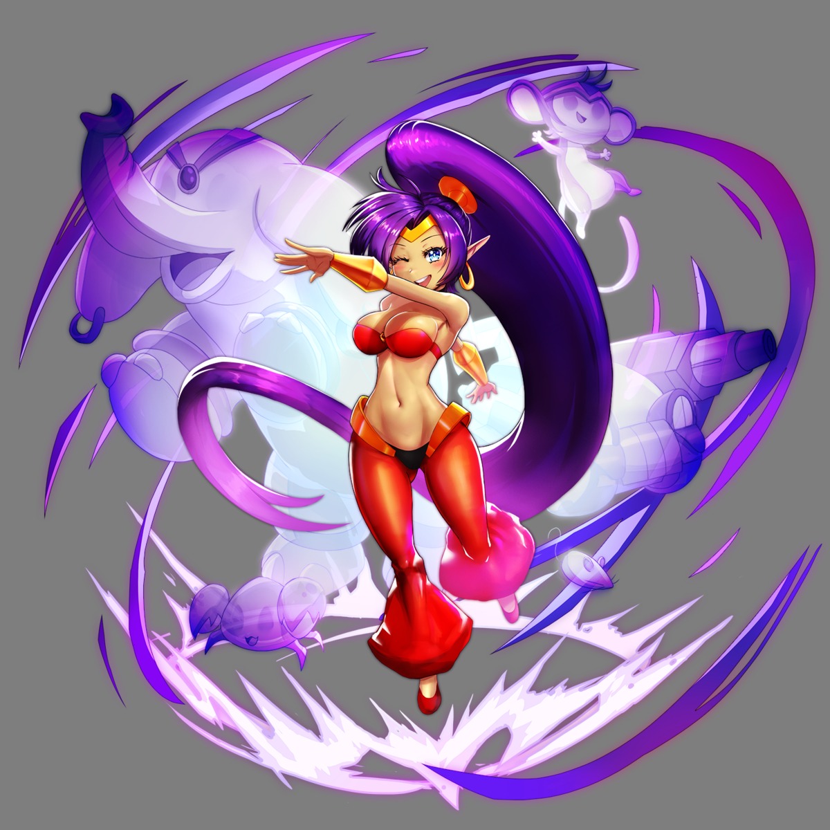 no_bra pointy_ears revenant see_through shantae shantae_(character)