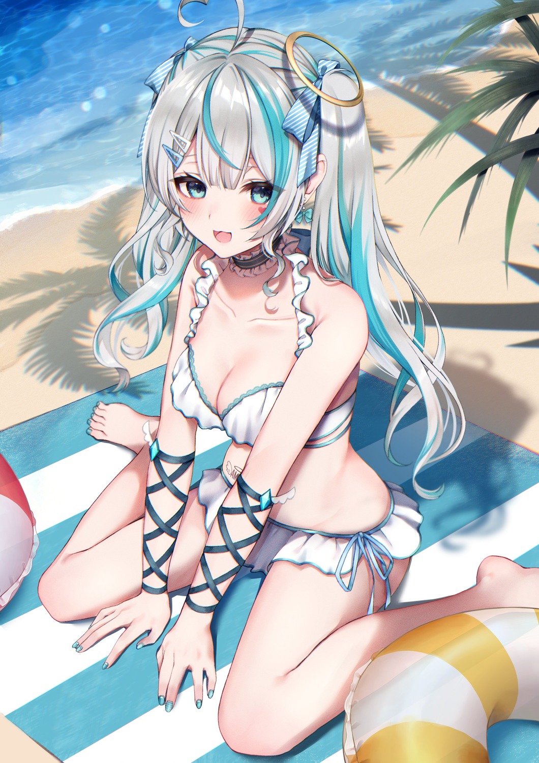 amau_syrup angel bikini cleavage indie_virtual_youtuber moy swimsuits tattoo wet