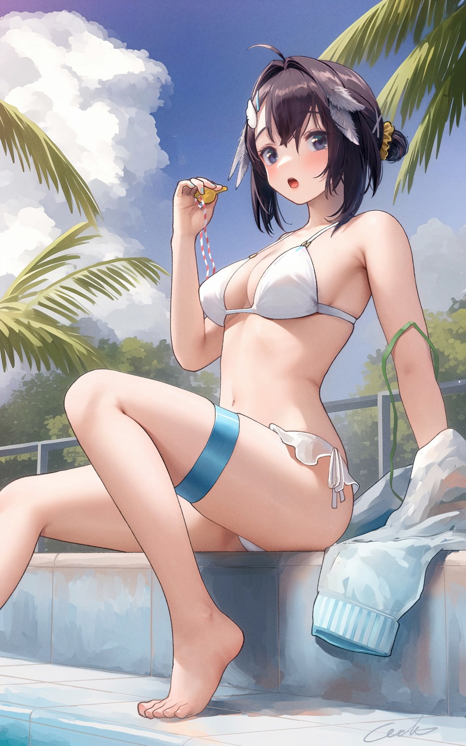 arknights bikini garter la_pluma_(arknights) swimsuits thong welt_(kinsei_koutenkyoku)