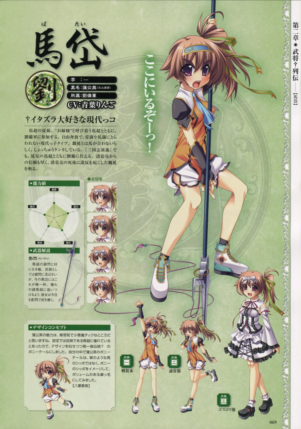 baseson batai character_design chibi expression koihime_musou lolita_fashion profile_page weapon