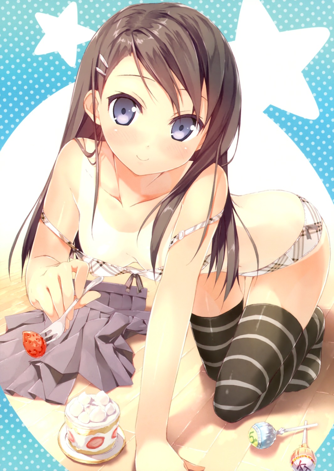 5_nenme_no_houkago bra cleavage kantoku miyaguchi_hiromi pantsu tan_lines thighhighs