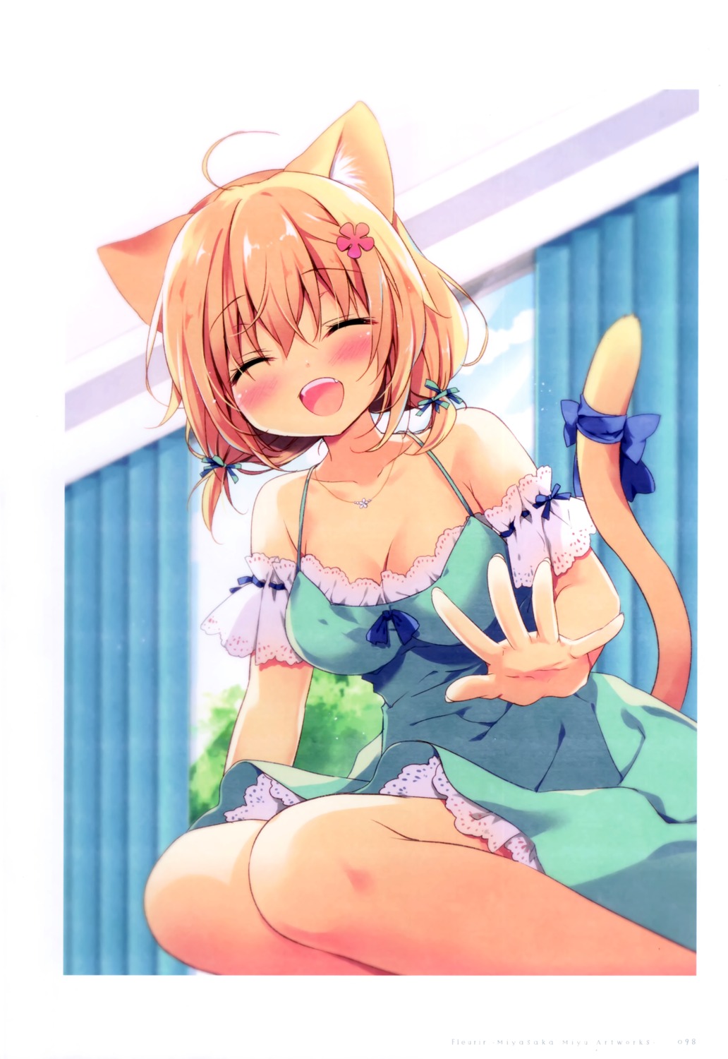 animal_ears canvas+garden cleavage dress kurumina_(canvas+garden) miyasaka_miyu nekomimi tail