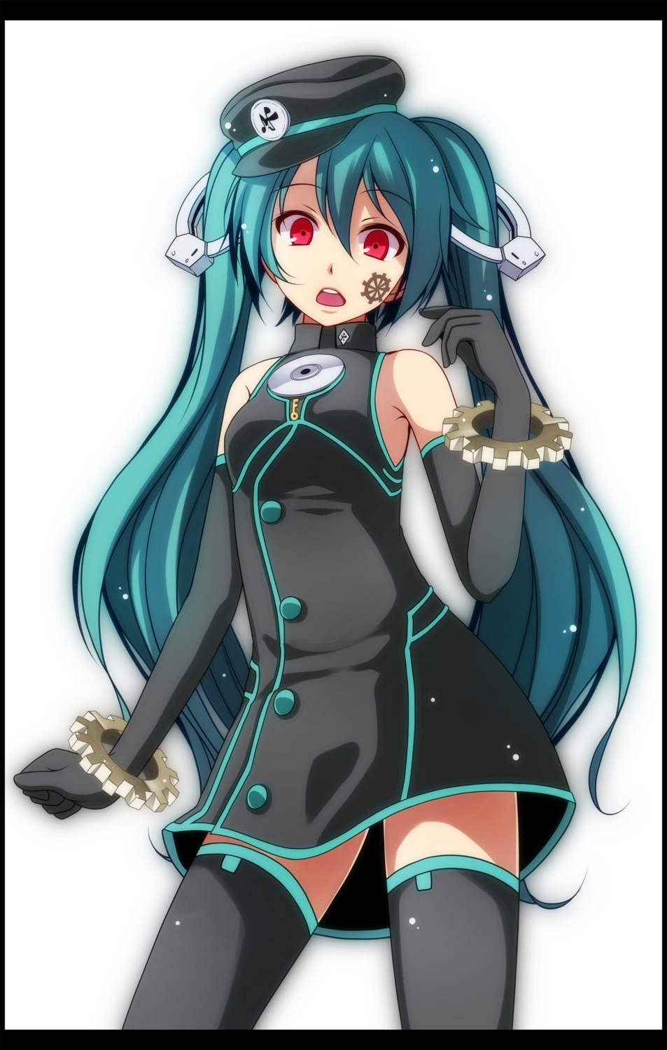 dress hatsune_miku tattoo thighhighs tsukishiro_saika vocaloid