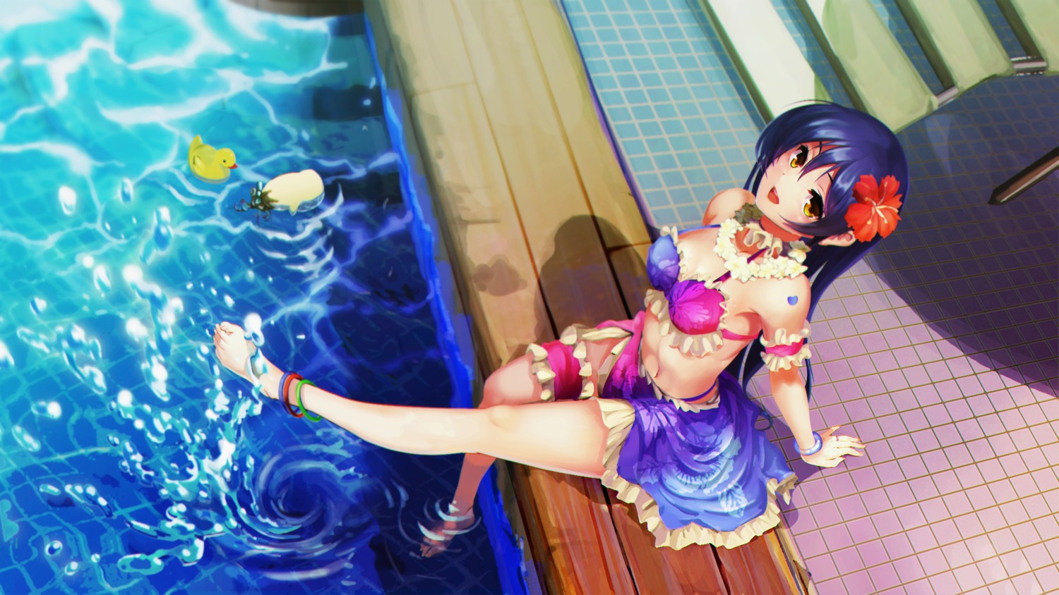 bikini cleavage feet garter love_live! sonoda_umi swimsuits ushas wet