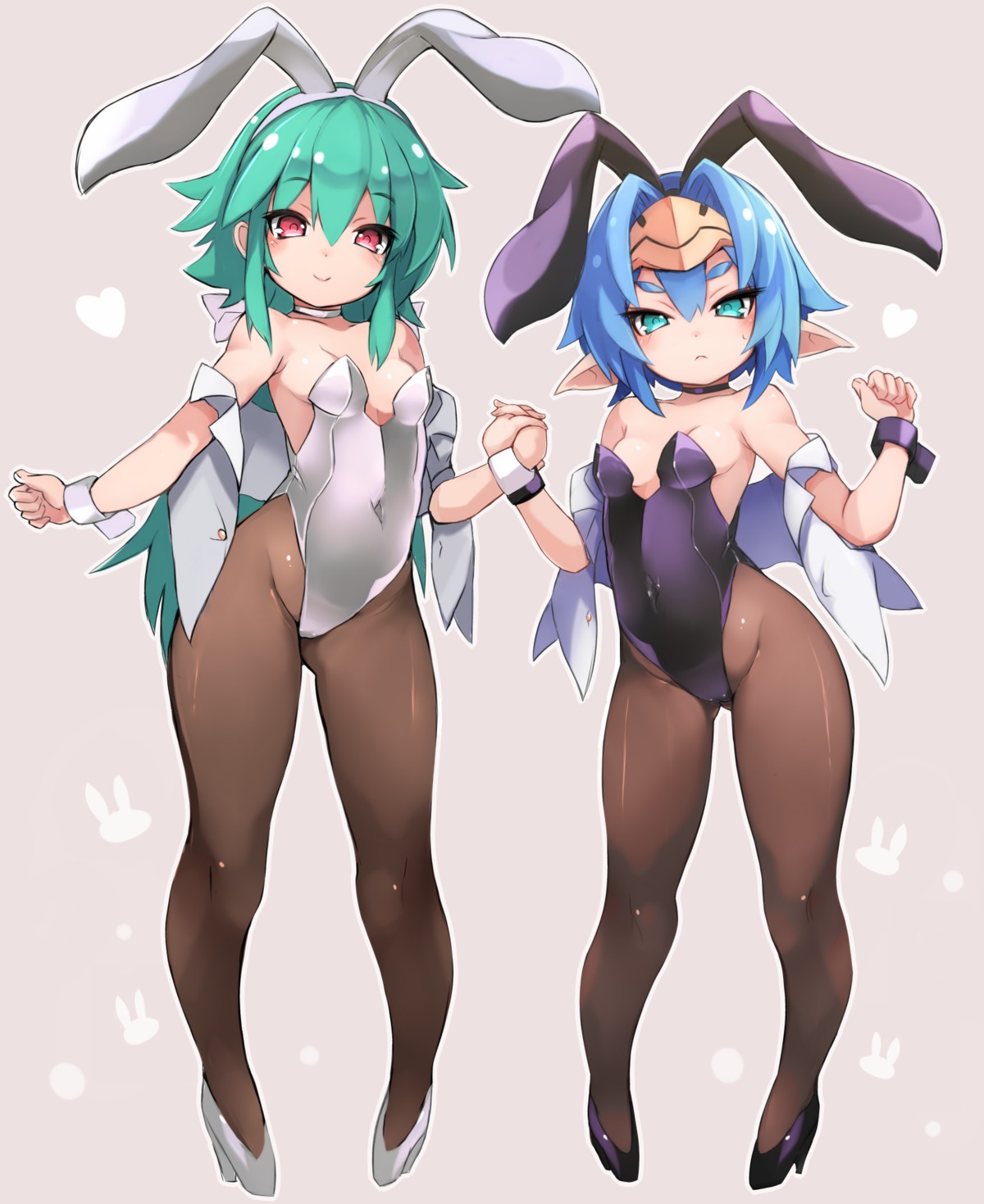 animal_ears bunny_ears bunny_girl cameltoe heels hellmatio karukan loli no_bra pantyhose pointy_ears shinrabansho shizuku_(shinrabanshou)