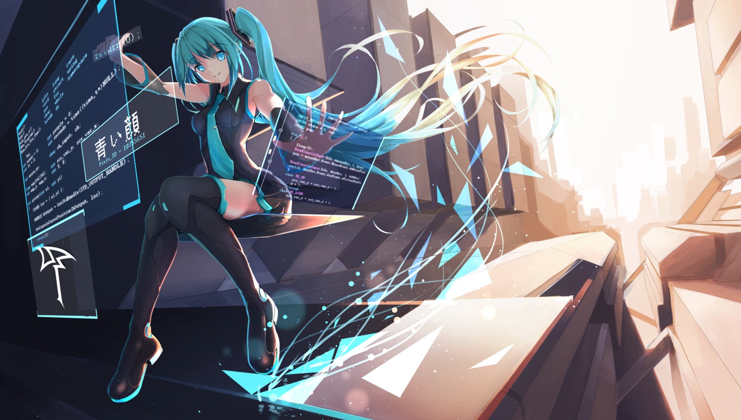 aoikao hatsune_miku thighhighs vocaloid