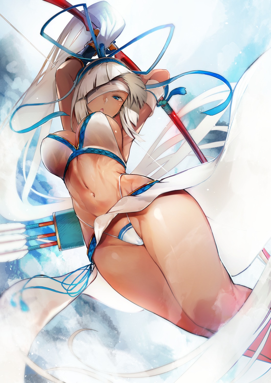 bandages bikini cameltoe cleavage majikina_mina nishiide_kengorou samurai_spirits skirt_lift swimsuits thong weapon