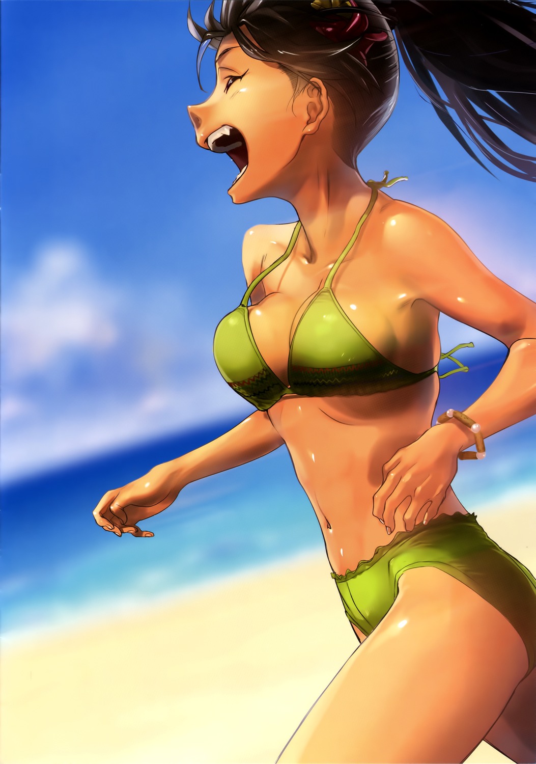 andou_chikanori bikini cleavage ganaha_hibiki screening swimsuits the_idolm@ster