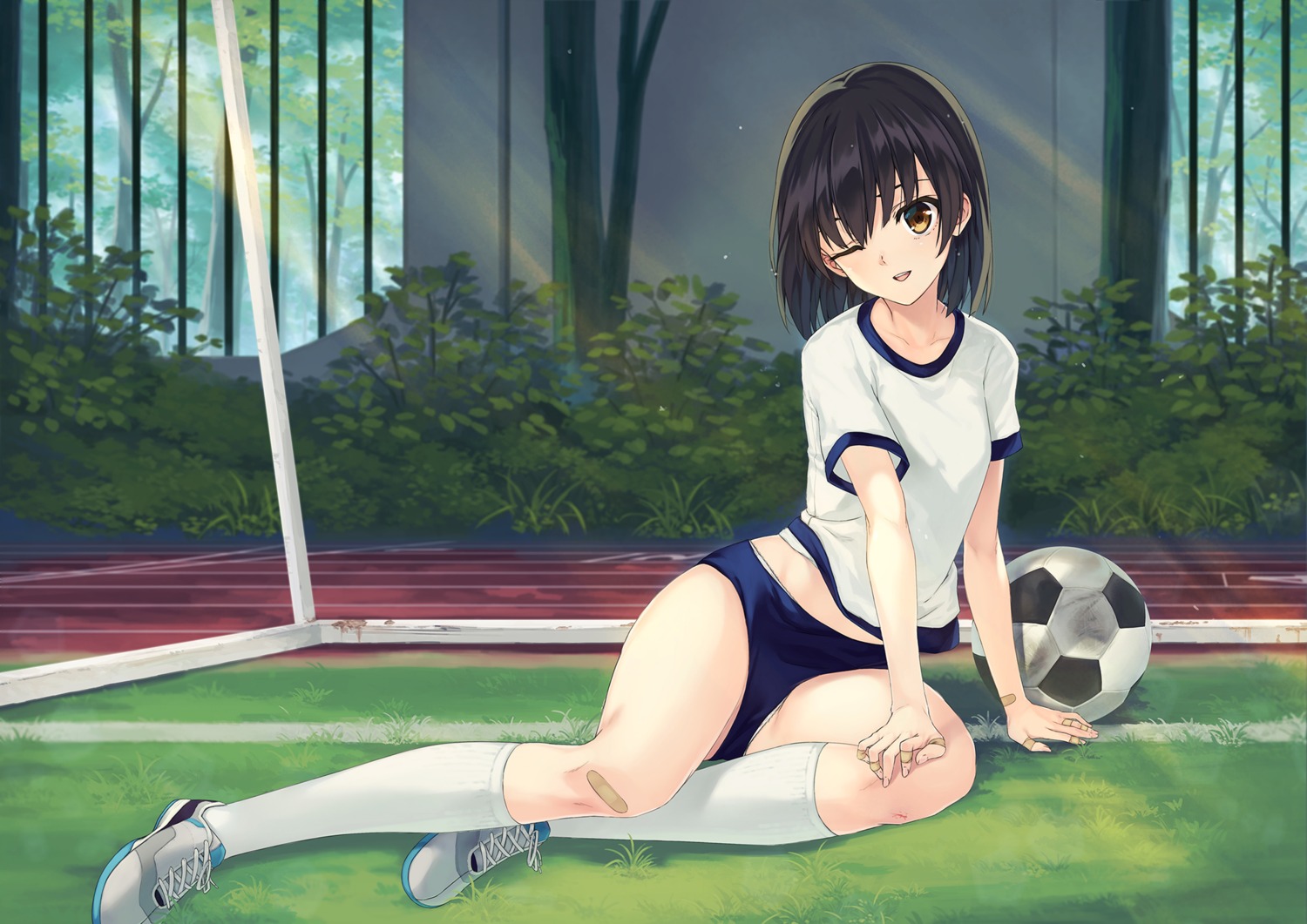 54cr bandaid blood buruma gym_uniform pantsu soccer