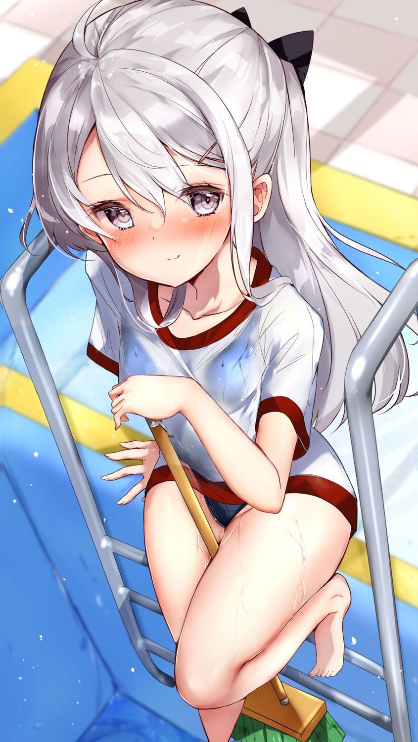 gym_uniform hamaken school_swimsuit see_through swimsuits wet wet_clothes