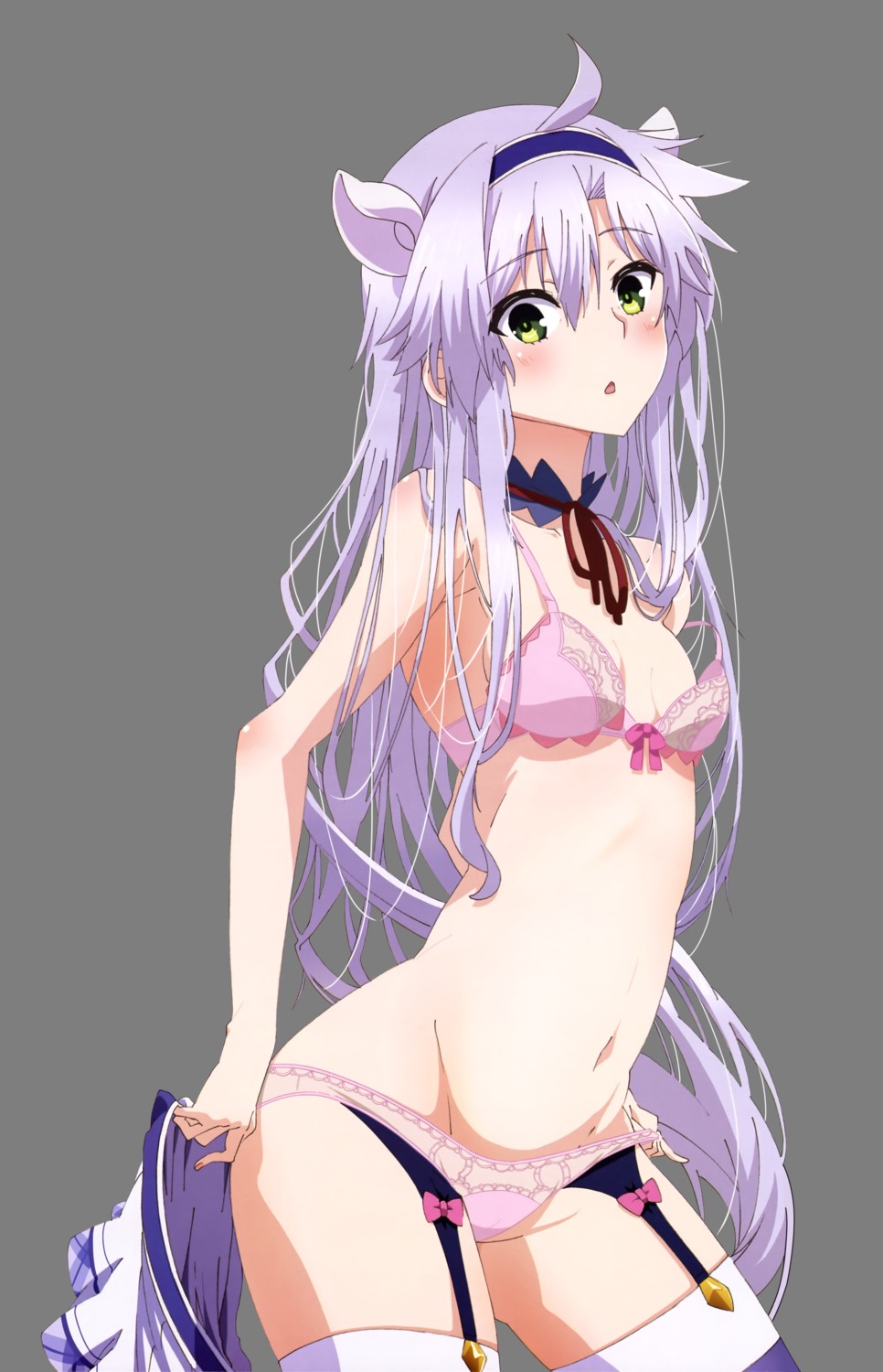 bra cleavage pantsu rokudenashi_majutsu_koushi_to_akashic_record sistina_fibel stockings thighhighs transparent_png undressing