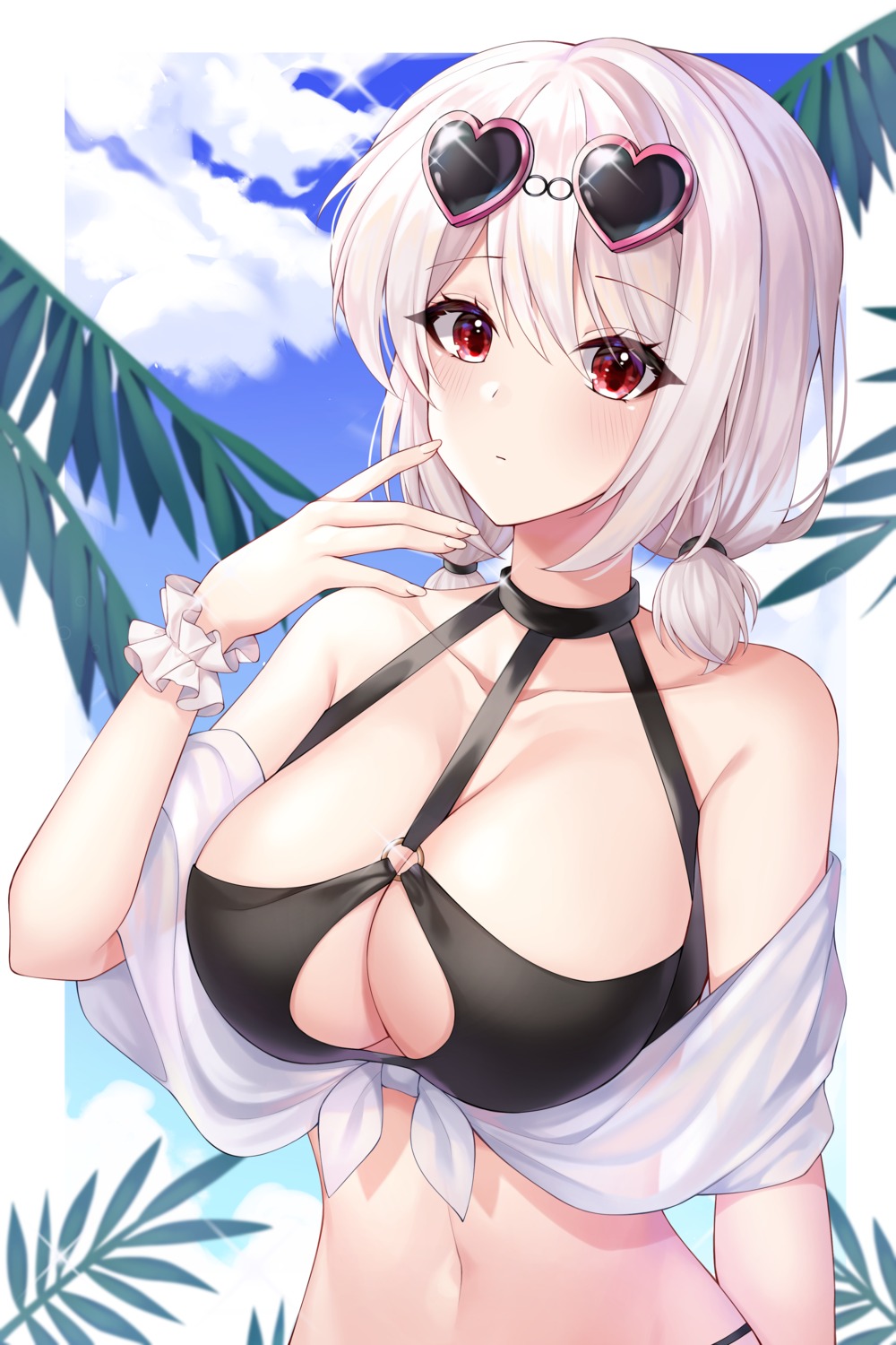 azur_lane bikini huqu_(irene9866) megane open_shirt see_through sirius_(azur_lane) swimsuits