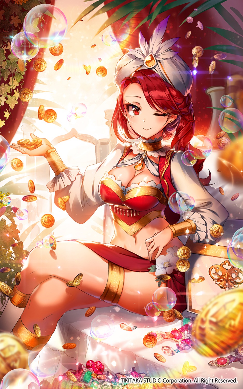 apple_caramel arcana_tactics cleavage garter