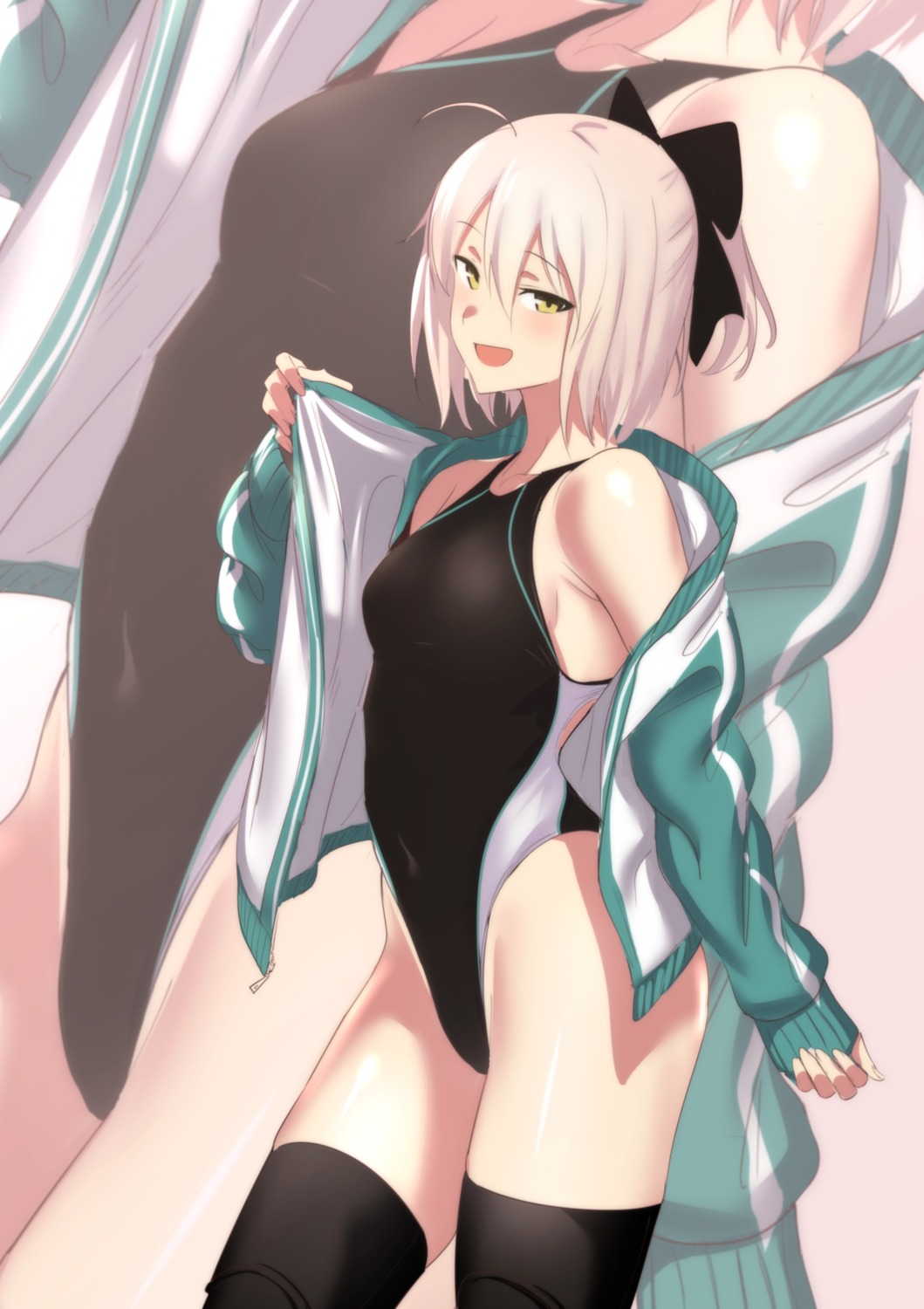 fate/grand_order okita_souji_(fate) swimsuits thighhighs ulrich_(tagaragakuin) undressing