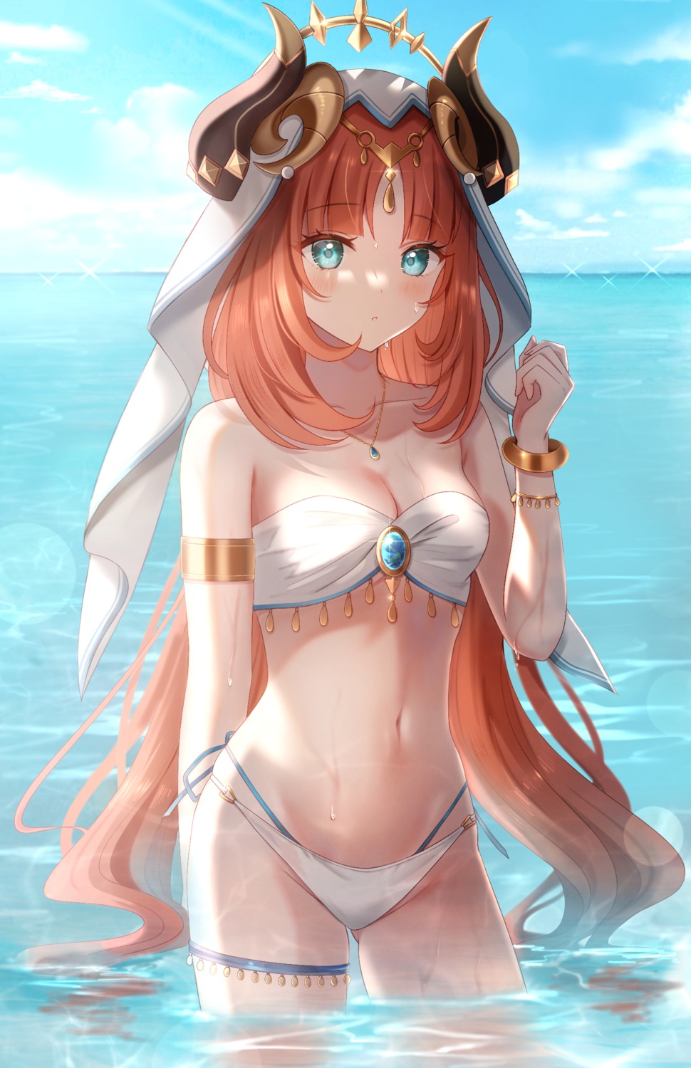 bikini garter genshin_impact horns nasii nilou swimsuits wet