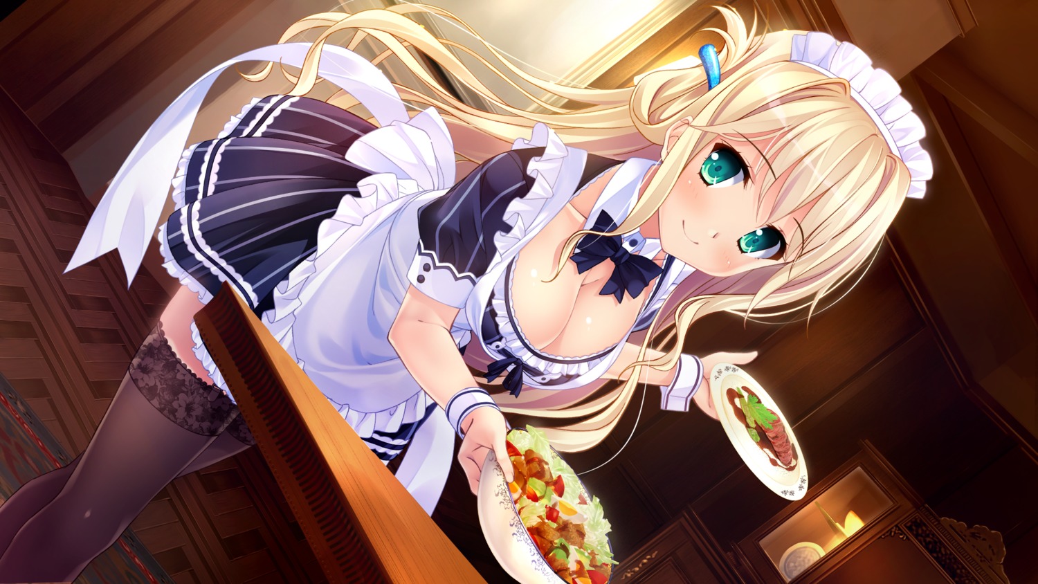 cleavage game_cg maid moonstone natsu_no_iro_no_nostalgia shinjouji_ayane thighhighs yamakaze_ran