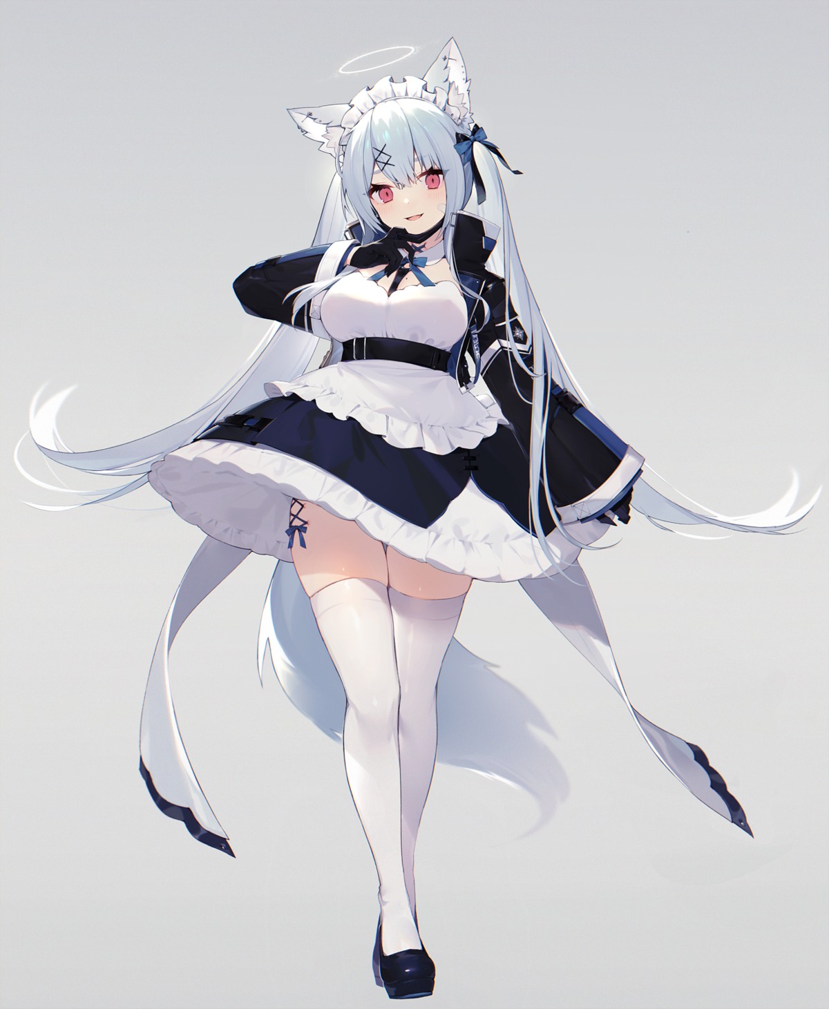 Muryou Animal Ears Artist Revision Maid Skirt Lift Tail Thighhighs Yande Re