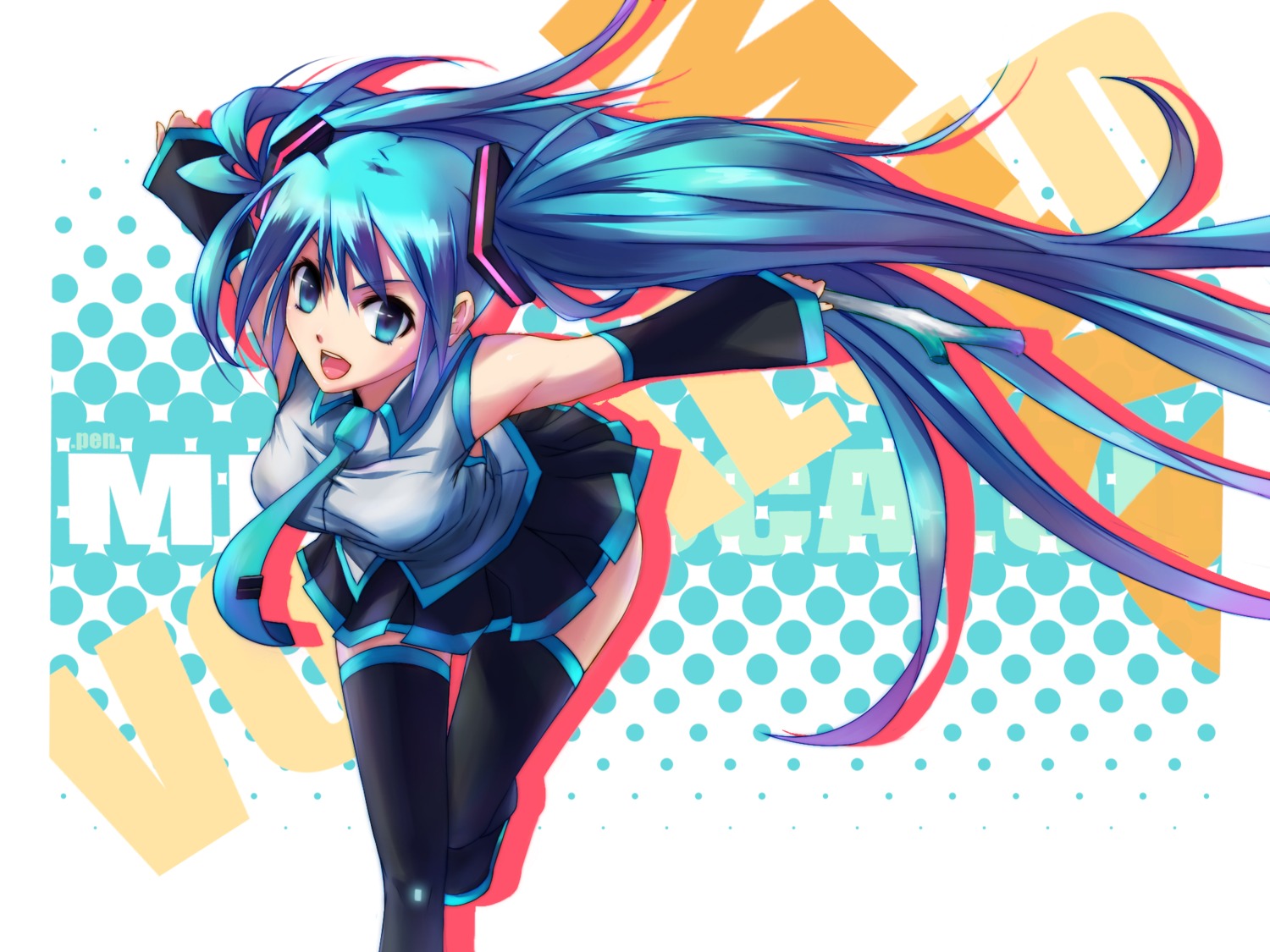 hatsune_miku steelleets thighhighs vocaloid