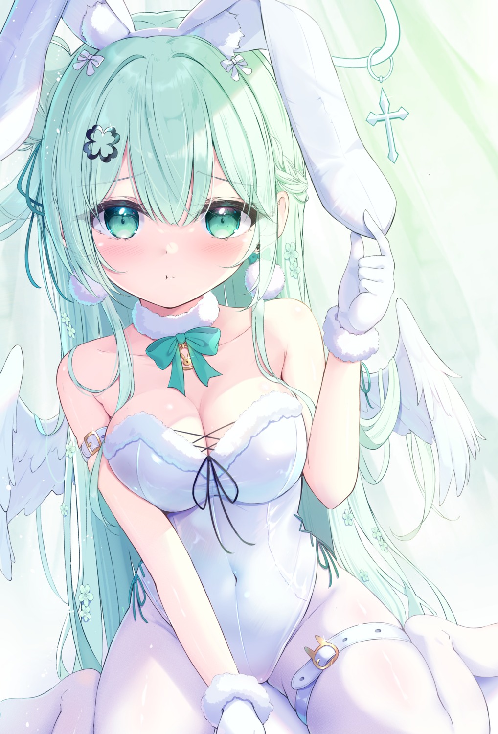 angel animal_ears bunny_ears bunny_girl garter mikaze_maruto no_bra pantyhose wings