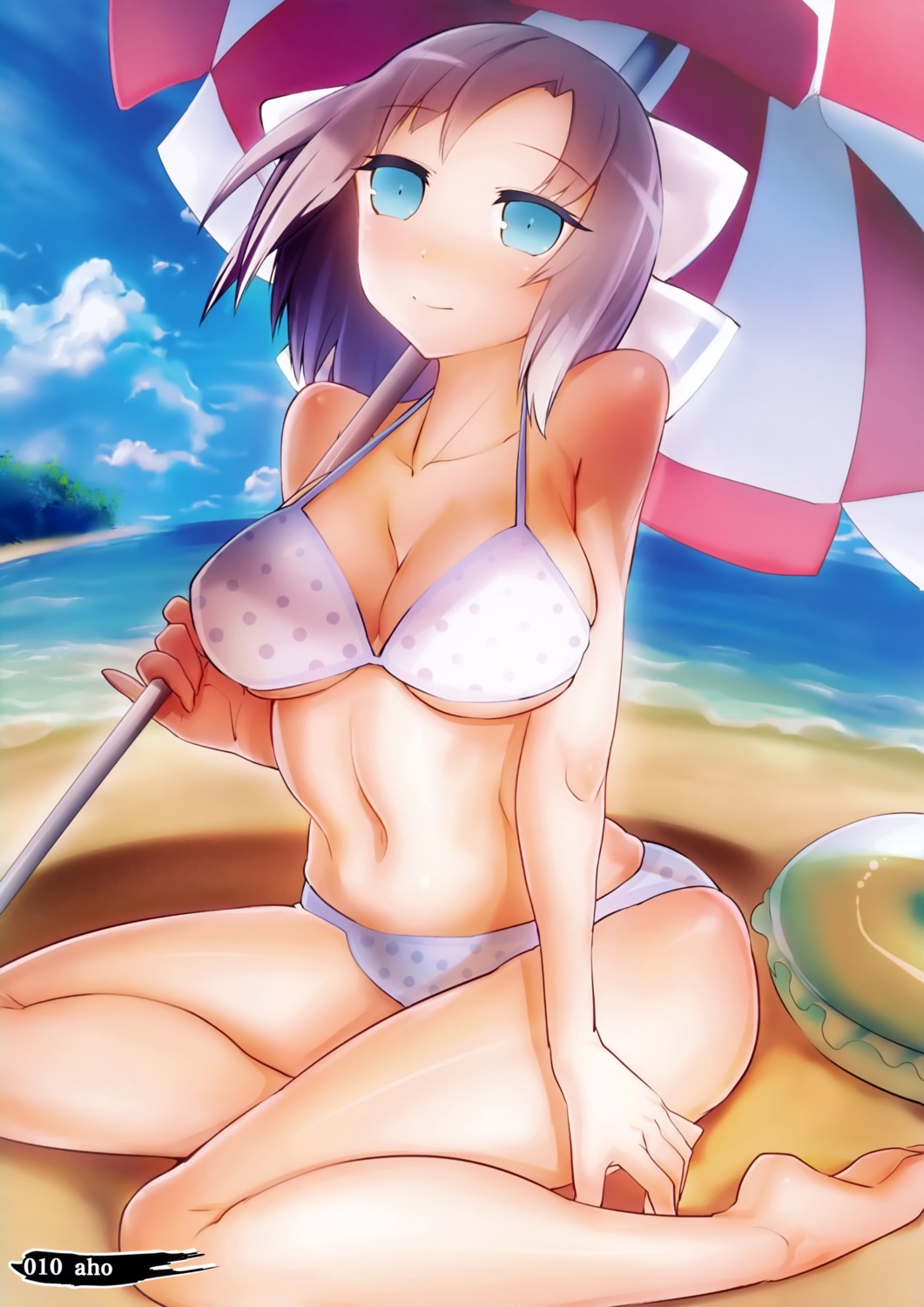 aho bikini cleavage senran_kagura swimsuits umbrella underboob yumi_(senran_kagura)