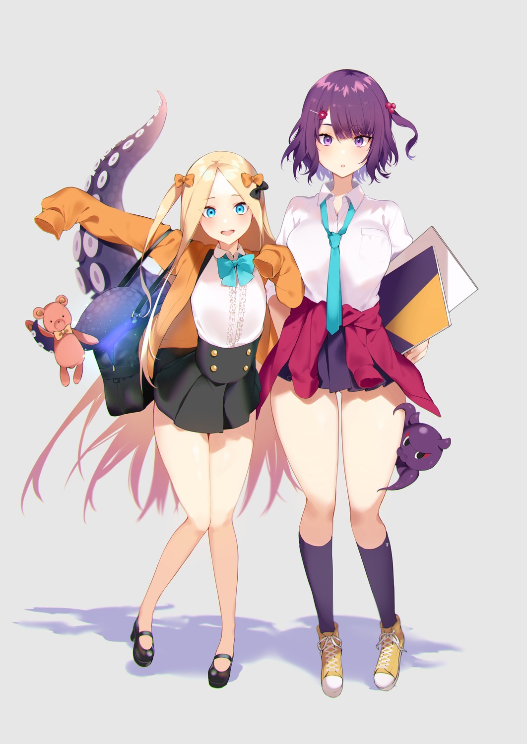 abigail_williams_(fate) danimaru fate/grand_order heels katsushika_hokusai_(fate) seifuku sweater tentacles