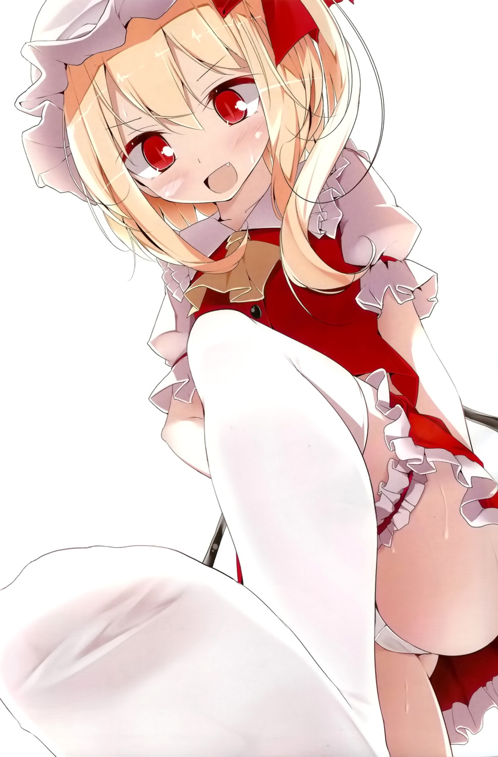 feet flandre_scarlet garter jpeg_artifacts loli oouso pantsu thighhighs touhou usotsukiya