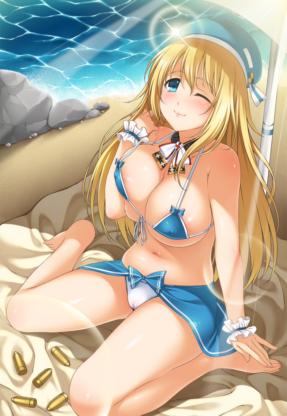 atago_(kancolle) bikini cameltoe cleavage erect_nipples kantai_collection rensanma swimsuits