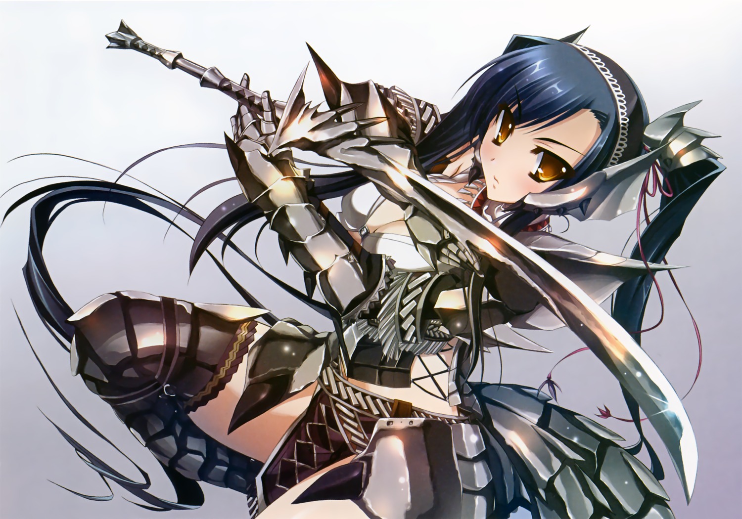 armor baseson cleavage kanu katagiri_hinata koihime_musou monster_hunter sword thighhighs
