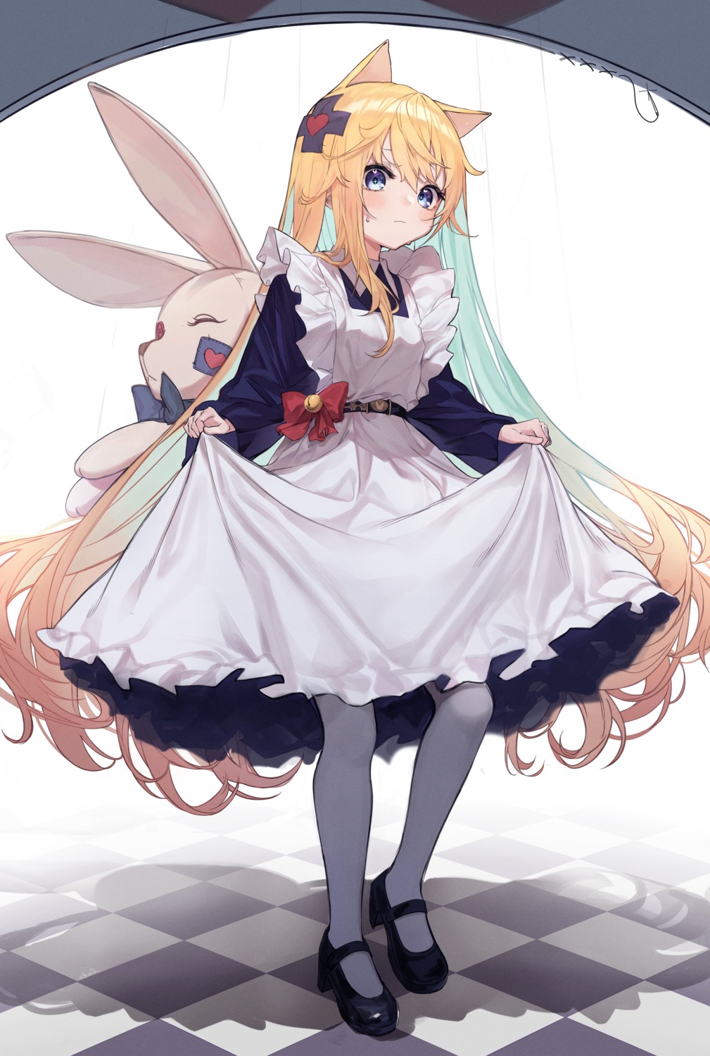 animal_ears heels lo-ta maid nekomimi pantyhose skirt_lift