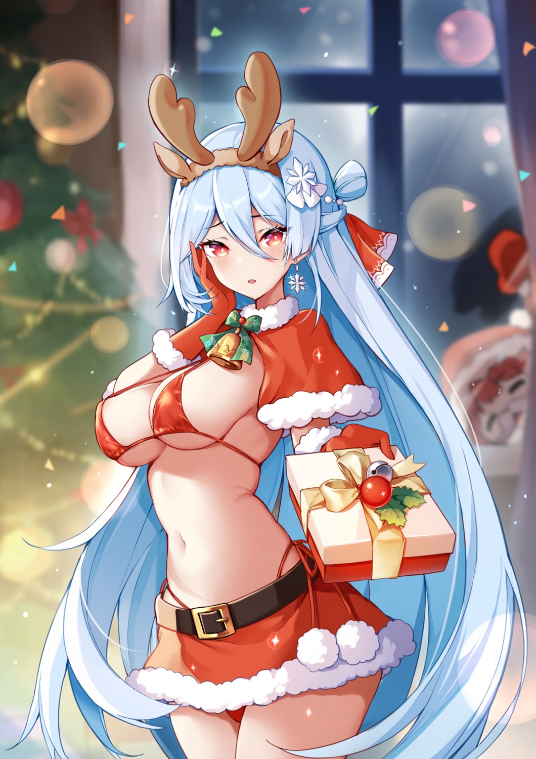 animal_ears bikini christmas erect_nipples horns ji_dan swimsuits