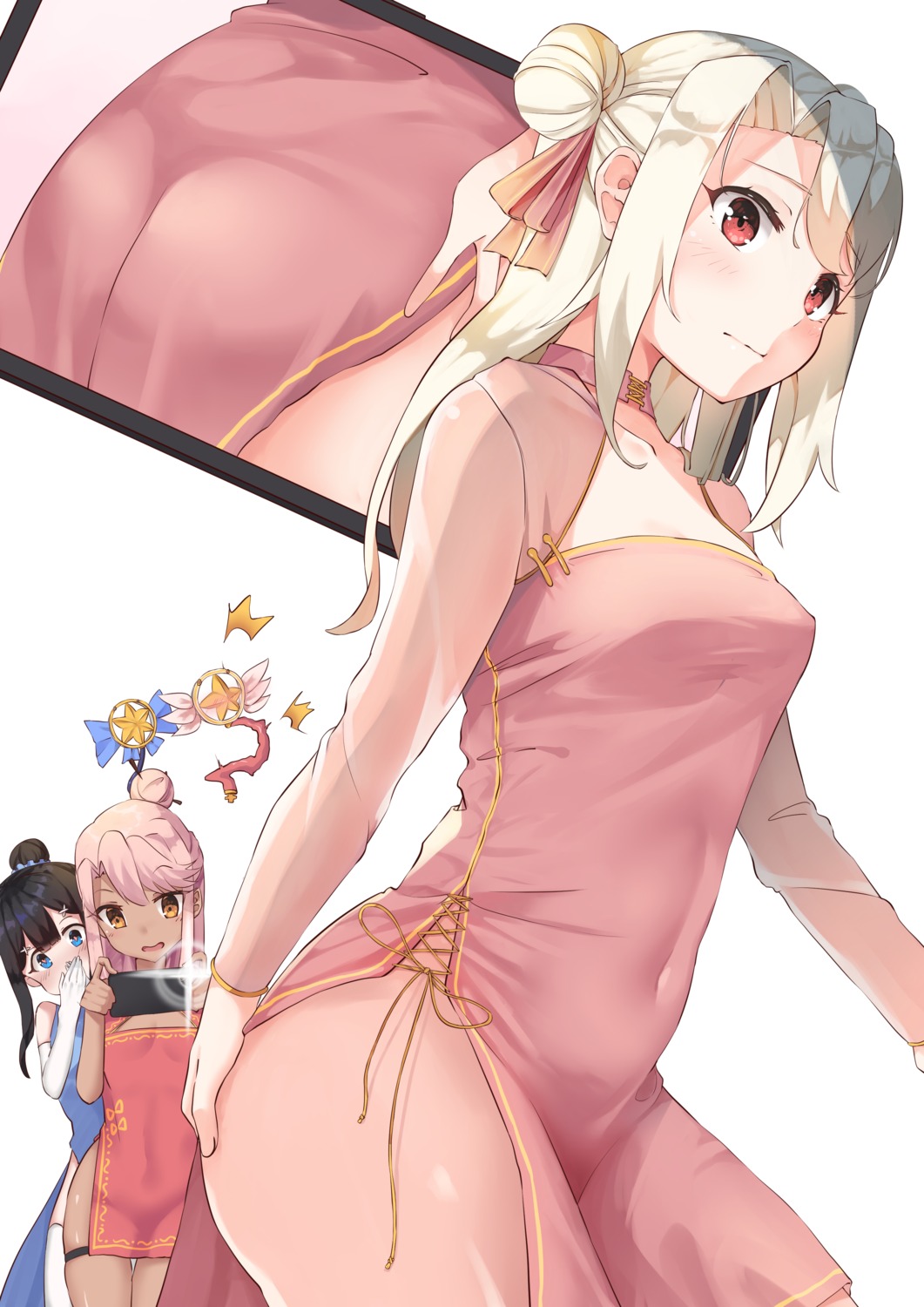 ass chinadress chloe_von_einzbern fate/kaleid_liner_prisma_illya fate/stay_night garter illyasviel_von_einzbern lingnerpoi loli miyu_edelfelt nopan thighhighs