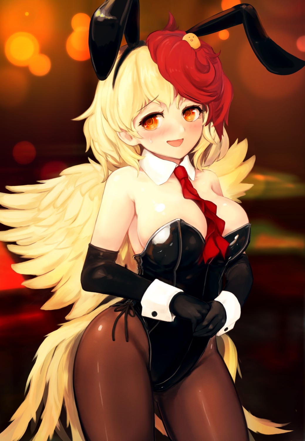 animal_ears bunny_ears bunny_girl nama_shirasu niwatari_kutaka no_bra pantyhose tail touhou wings