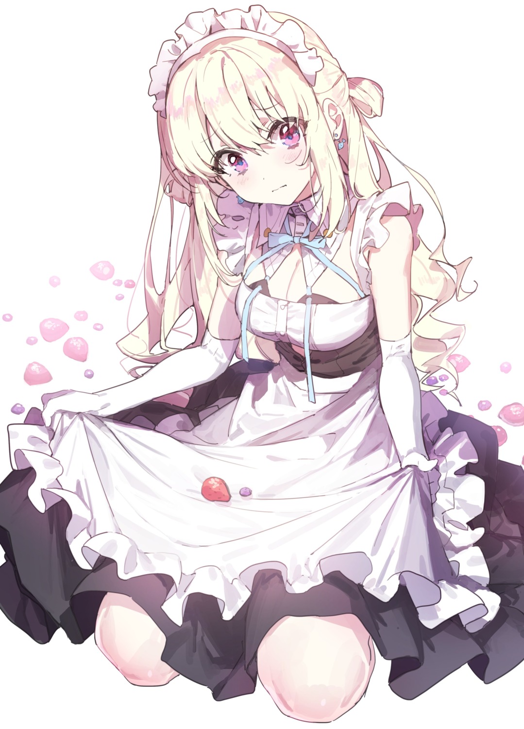 cleavage maid skirt_lift wata_(attaka_taoru)