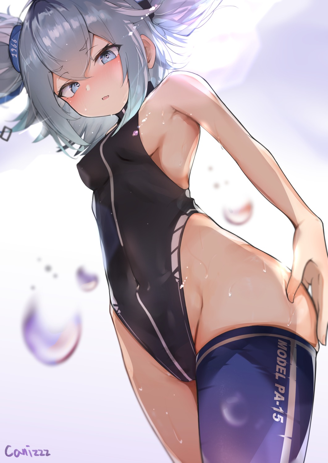 canizzz girls_frontline pa-15_(girls_frontline) swimsuits thighhighs wet