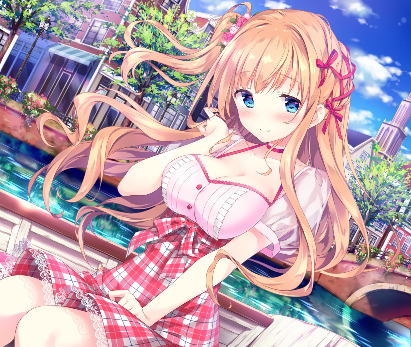 dress kimishima_ao saijo_melia see_through skirt_lift