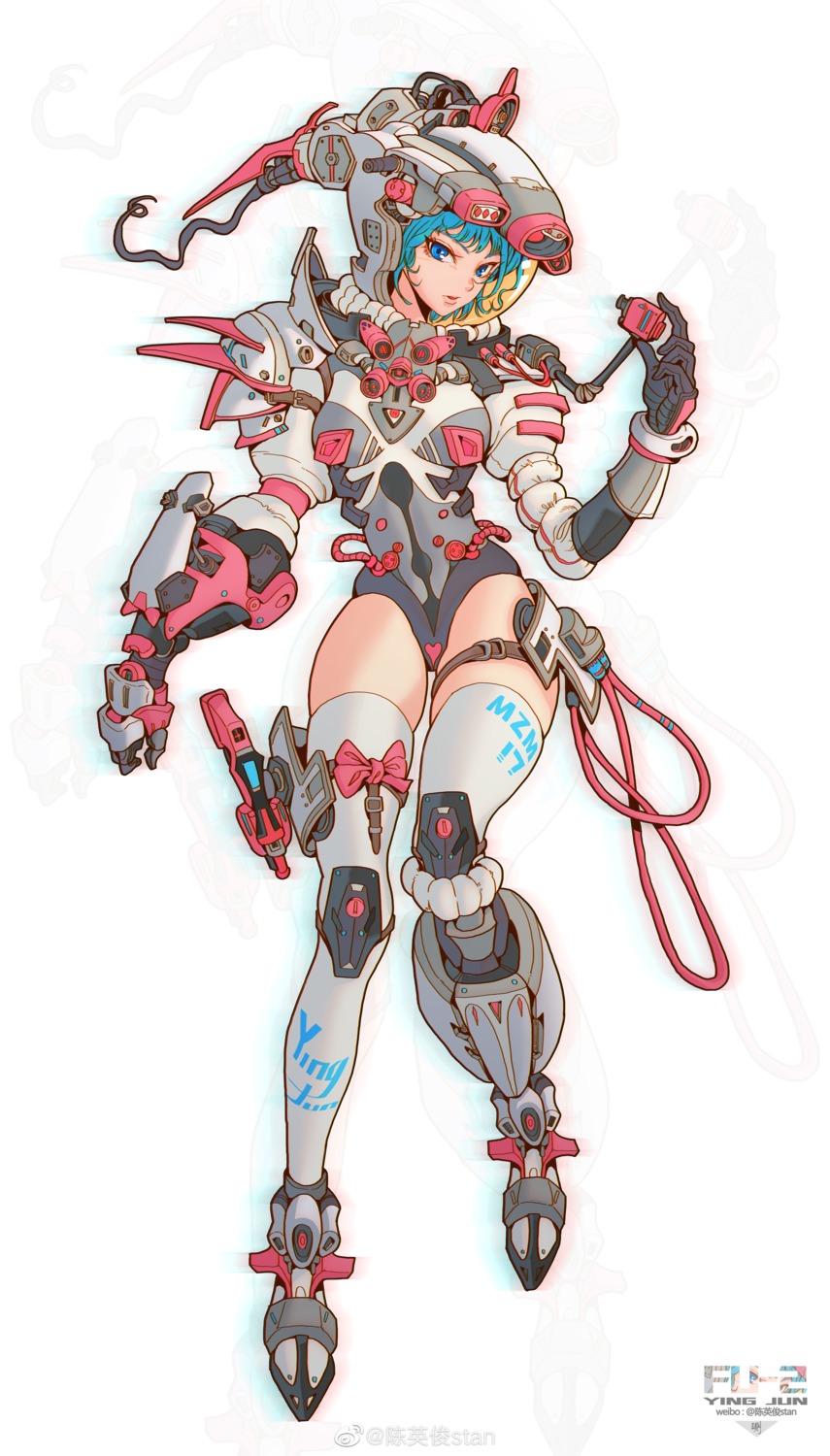 chen_yingjun garter gun mecha_musume thighhighs watermark