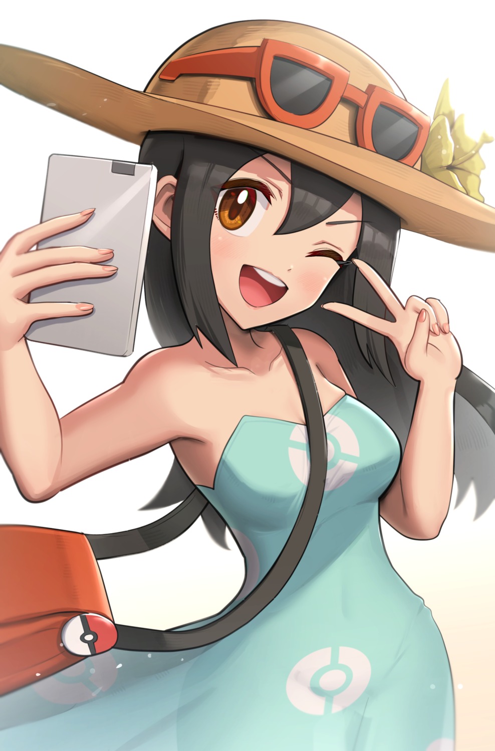 dress gonzarez megane no_bra pokemon pokemon_sm pokemon_usum selfie sightseer_(pokemon) summer_dress